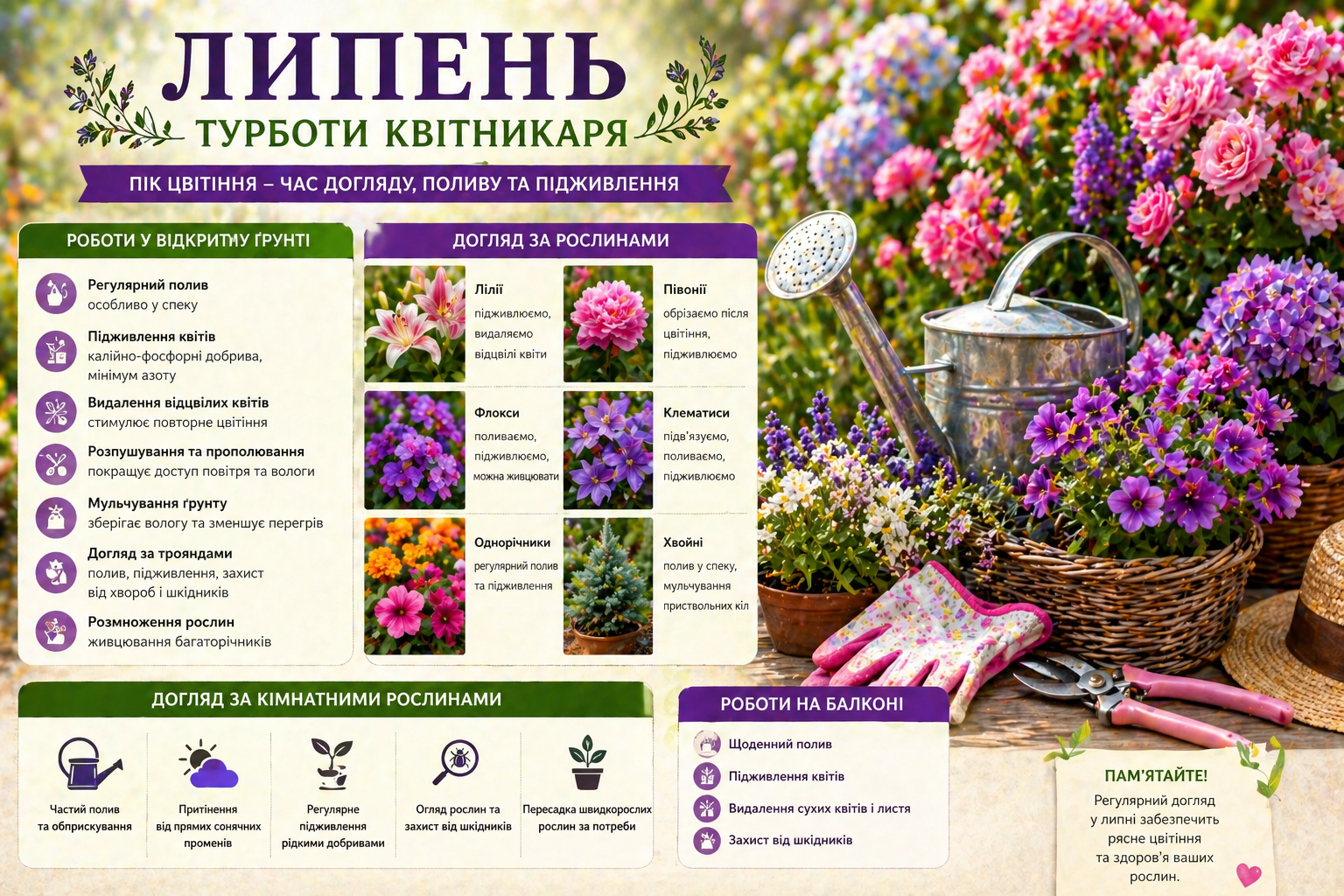 квіти липень