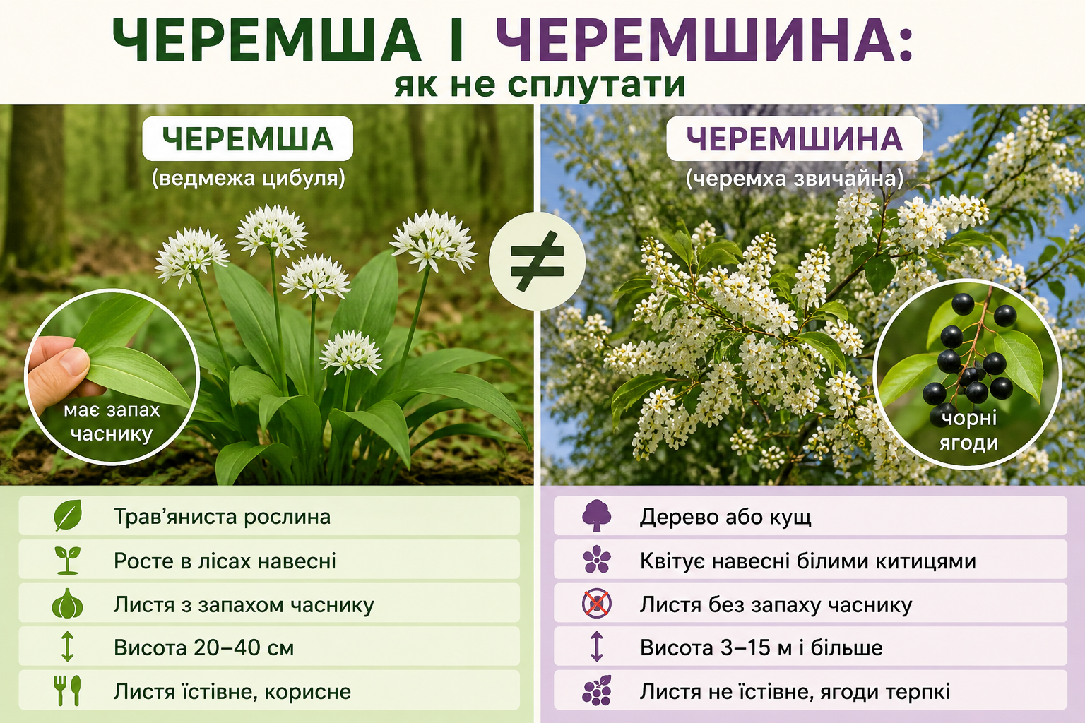 черемша і черемшина, різниця