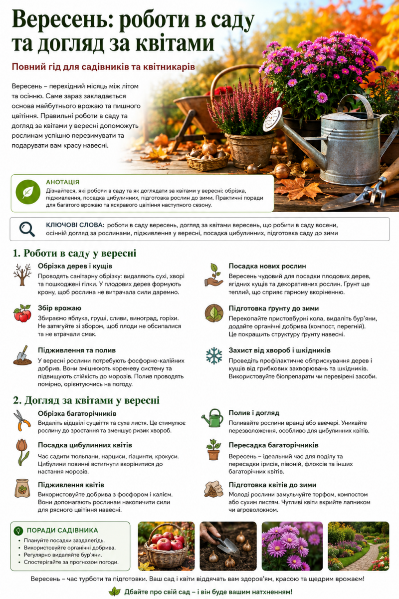 роботи в саду вересень